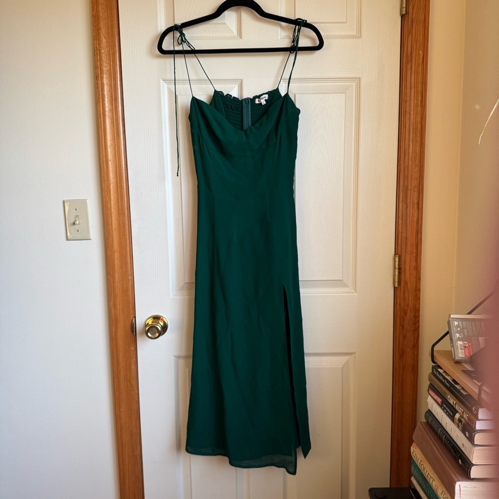 Reformation Teal Midi Dress with Spaghetti Straps